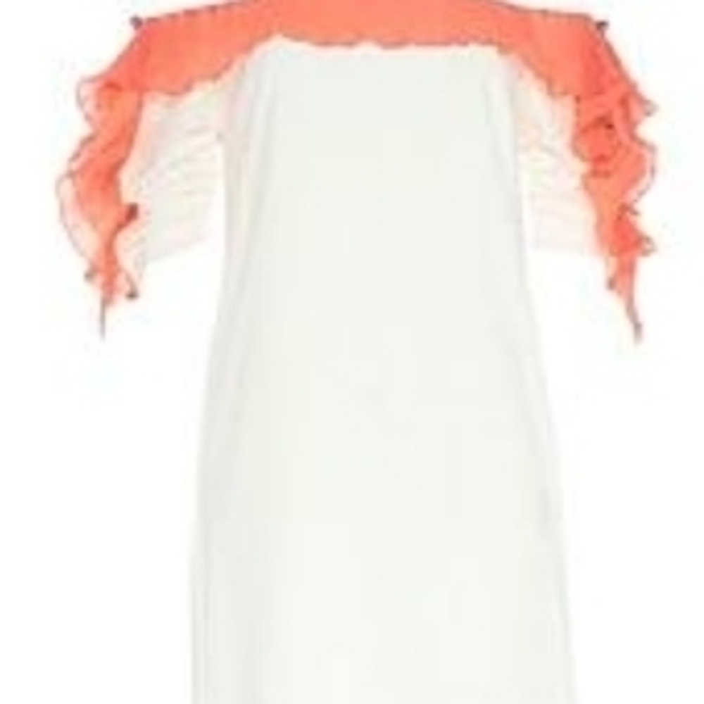 Chic Off-Shoulder Kids Dress - White and Orange